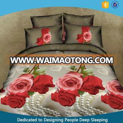 Wholesale Microfiber Rese Pattern 3D Bedding Set