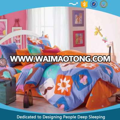 Cheap warm colorful stripes pigment printed 100% cotton quilt cover set from China Manufacturer