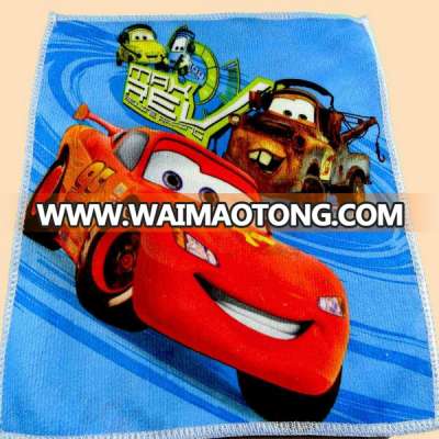 Cartoon printed samll square towel (cartoon car design )