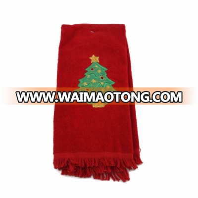 Solid color of 100% cotton towel with christmas & New Year embroidery